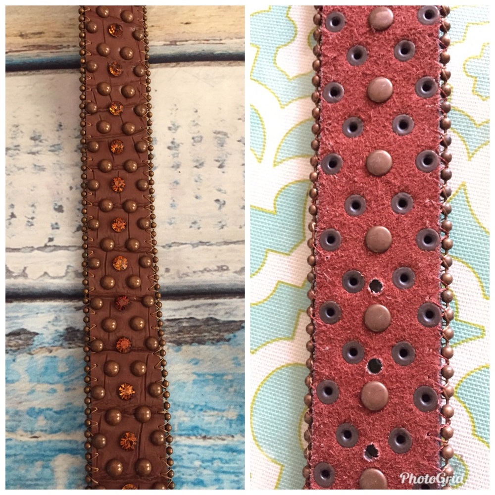 Womens Western Leather Belt Buckle Studded Cowgirl Brown Size Large - Picture 11 of 12